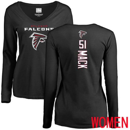 Atlanta Falcons Black Women Alex Mack Backer NFL Football #51 Long Sleeve T Shirt->nfl t-shirts->Sports Accessory